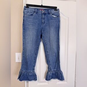 Chelsea & Violet Cropped Blue Ruffle-Hem Jeans size 27